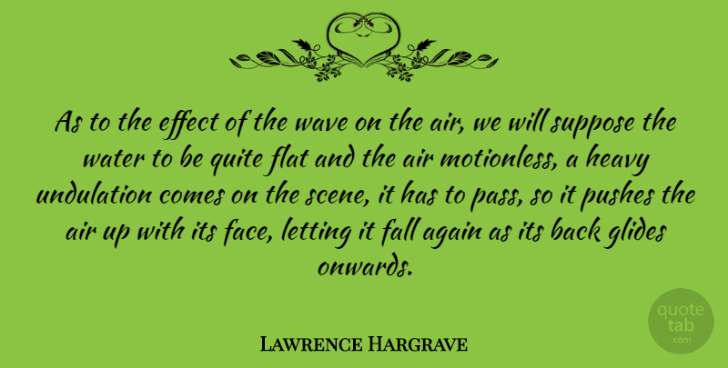 Lawrence Hargrave Quote About Again, Air, Effect, Flat, Heavy: As To The Effect Of...