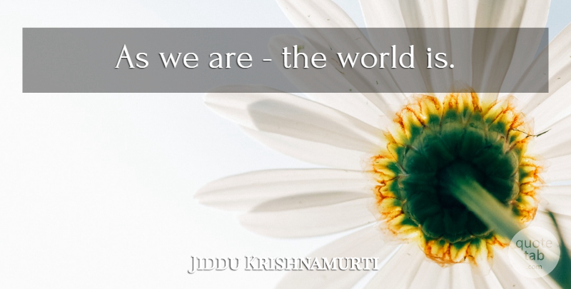 Jiddu Krishnamurti Quote About Spiritual, World: As We Are The World...