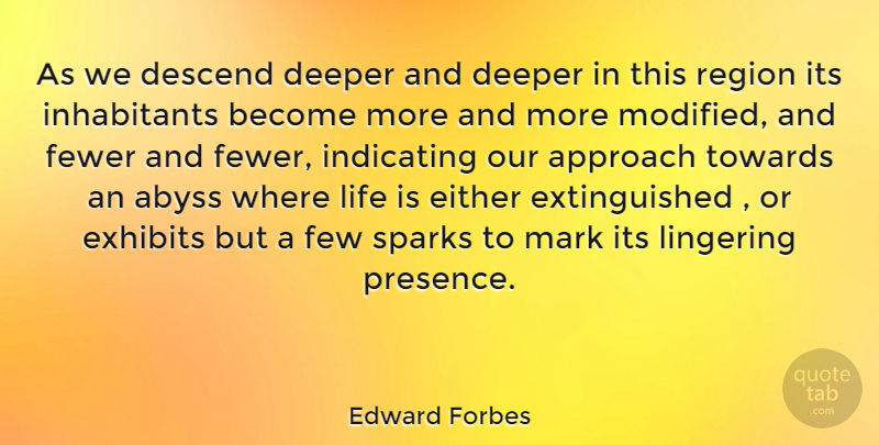 Edward Forbes Quote About Gmos, Sparks, Life Is: As We Descend Deeper And...