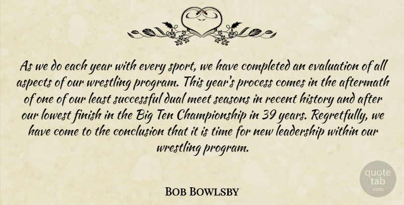 Bob Bowlsby Quote About Aftermath, Aspects, Completed, Conclusion, Dual: As We Do Each Year...