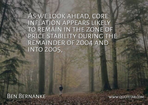 Ben Bernanke Quote About Appears, Core, Inflation, Likely, Price: As We Look Ahead Core...
