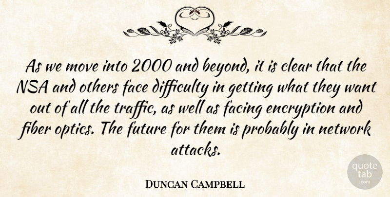 Duncan Campbell Quote About Clear, Difficulty, Face, Facing, Fiber: As We Move Into 2000...