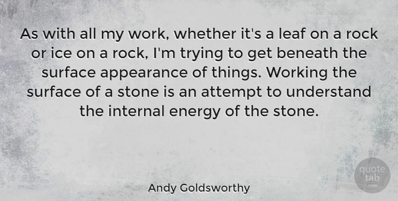 Andy Goldsworthy Quote About Rocks, Ice, Trying: As With All My Work...