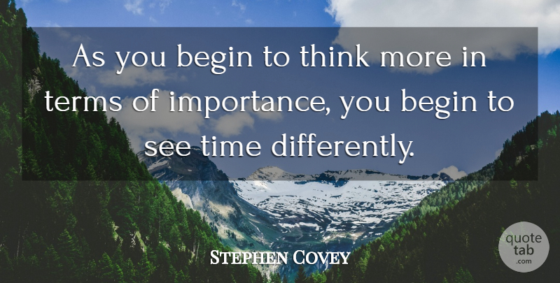Stephen Covey Quote About Thinking, Time Management, Importance: As You Begin To Think...