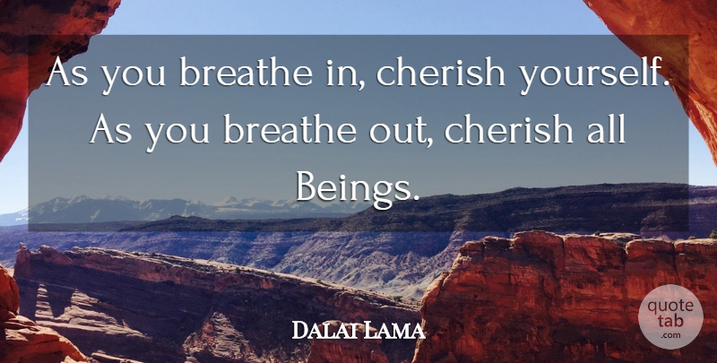 Dalai Lama Quote About Inspirational, Breathe, Cherish: As You Breathe In Cherish...