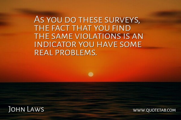 John Laws Quote About Fact, Indicator, Violations: As You Do These Surveys...