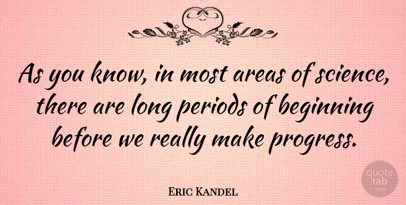 Eric Kandel Quote About Long, Progress, Periods: As You Know In Most...