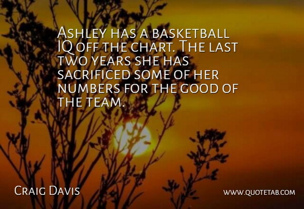 Craig Davis Quote About Ashley, Basketball, Good, Iq, Last: Ashley Has A Basketball Iq...