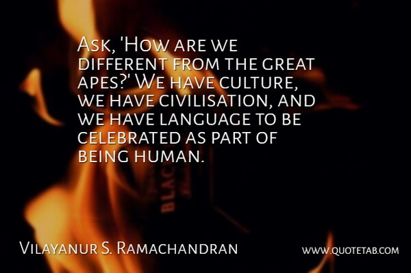 Vilayanur S. Ramachandran Quote About Celebrated, Great: Ask How Are We Different...
