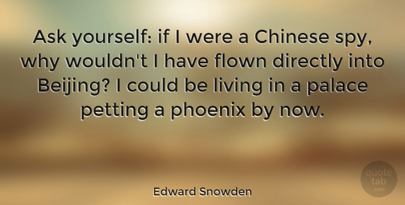 Edward Snowden Quote About Chinese, Directly, Flown, Palace, Phoenix: Ask Yourself If I Were...