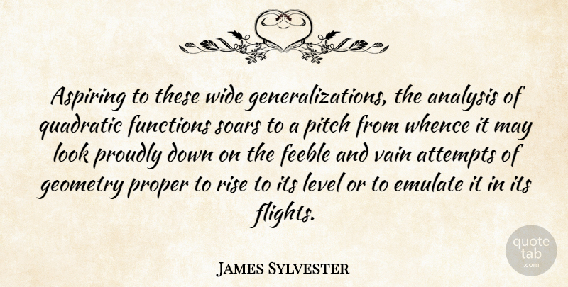 James Joseph Sylvester Quote About Analysis, Looks, Levels: Aspiring To These Wide Generalizations...