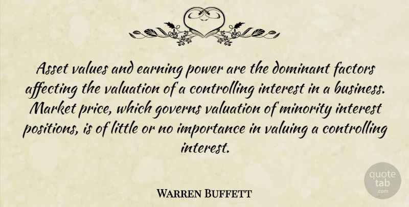 Warren Buffett Quote About Minorities, Littles, Earning: Asset Values And Earning Power...