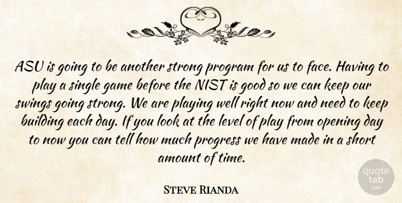 Steve Rianda Quote About Amount, Building, Game, Good, Level: Asu Is Going To Be...
