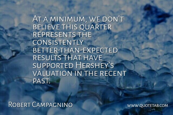 Robert Campagnino Quote About Believe, Quarter, Recent, Represents, Results: At A Minimum We Dont...