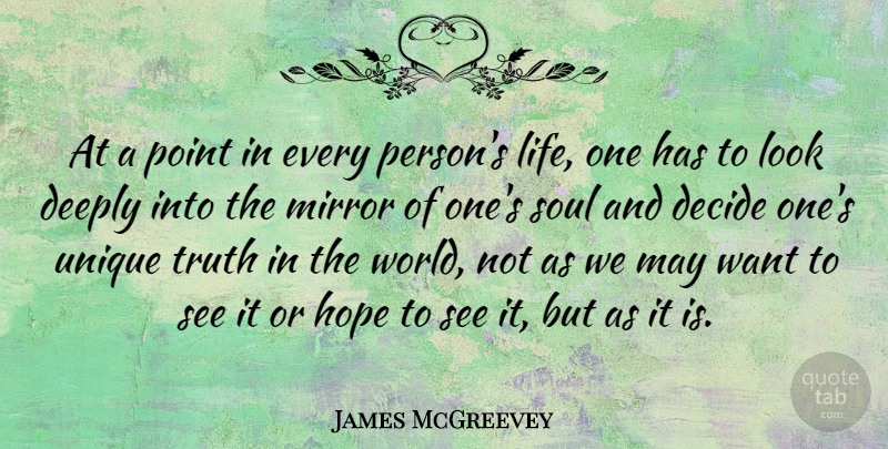 James McGreevey Quote About Unique, Mirrors, Soul: At A Point In Every...