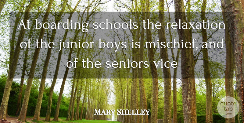 Mary Shelley Quote About Boarding, Boys, Junior, Relaxation, Schools: At Boarding Schools The Relaxation...