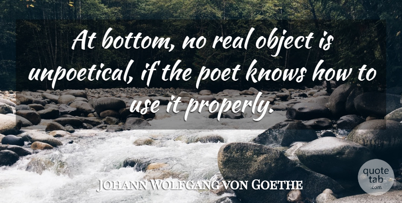 Johann Wolfgang von Goethe Quote About Real, Use, Poet: At Bottom No Real Object...