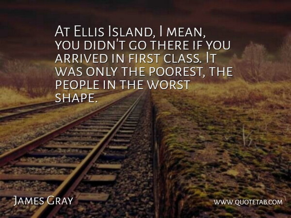 James Gray Quote About Arrived, Ellis, People, Worst: At Ellis Island I Mean...