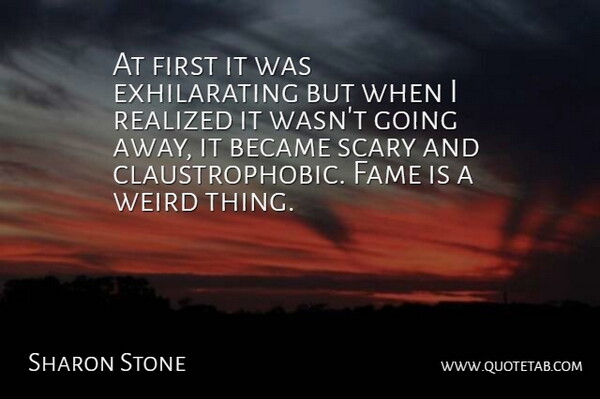 Sharon Stone Quote About Became, Fame, Realized: At First It Was Exhilarating...