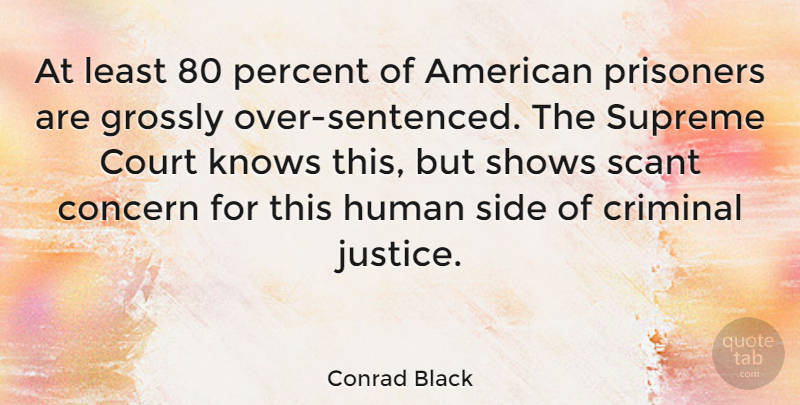 Conrad Black Quote About Concern, Court, Criminal, Human, Knows: At Least 80 Percent Of...