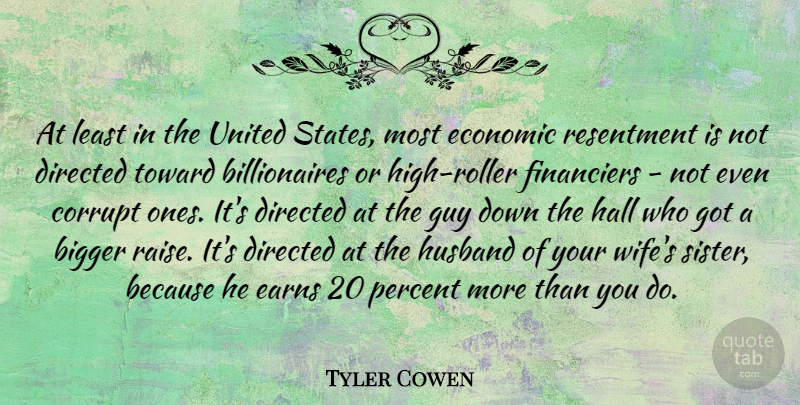 Tyler Cowen Quote About Bigger, Corrupt, Directed, Economic, Guy: At Least In The United...
