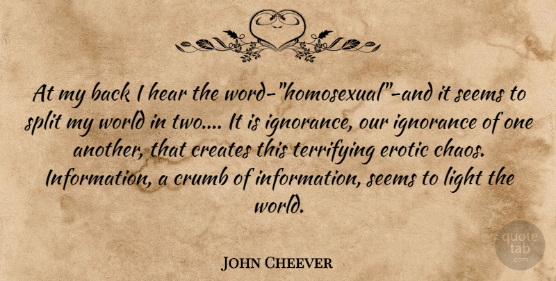 John Cheever Quote About Ignorance, Two, Light: At My Back I Hear...