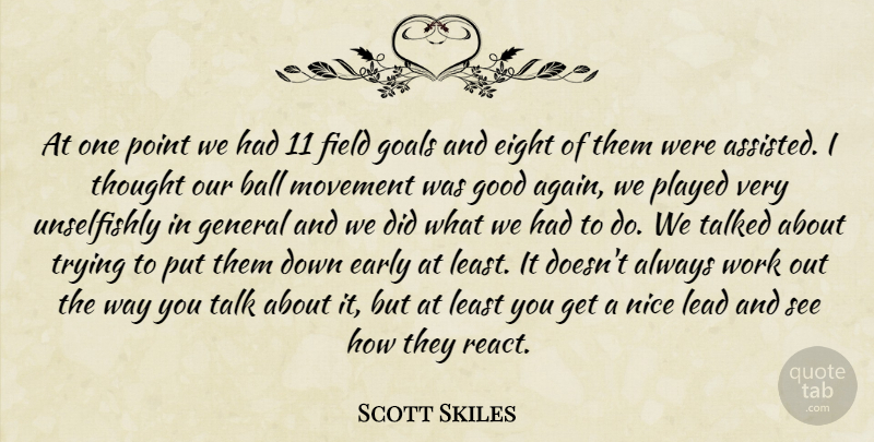 Scott Skiles Quote About Ball, Early, Eight, Field, General: At One Point We Had...