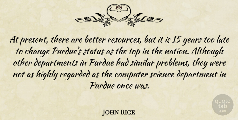 John Rice Quote About Although, Change, Computer, Department, Highly: At Present There Are Better...