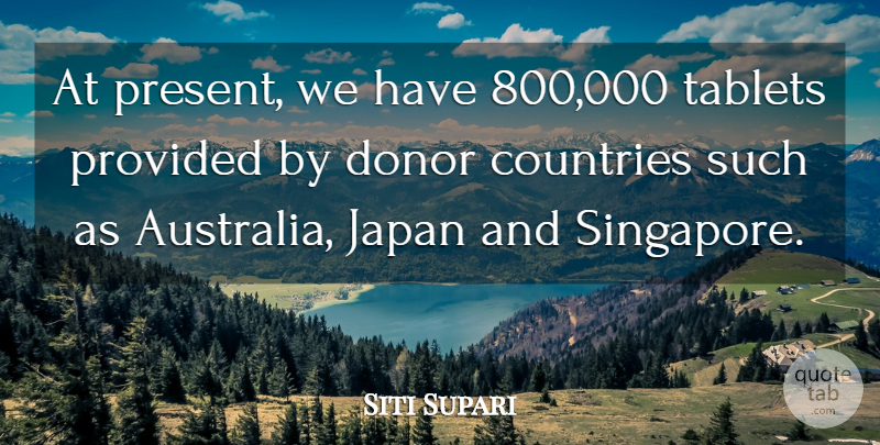 Siti Supari Quote About Countries, Donor, Japan, Present, Provided: At Present We Have 800...