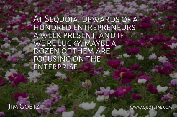 Jim Goetz Quote About Dozen, Focusing, Hundred, Maybe, Upwards: At Sequoia Upwards Of A...