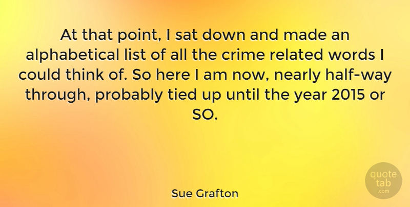 Sue Grafton Quote About American Novelist, List, Nearly, Related, Sat: At That Point I Sat...