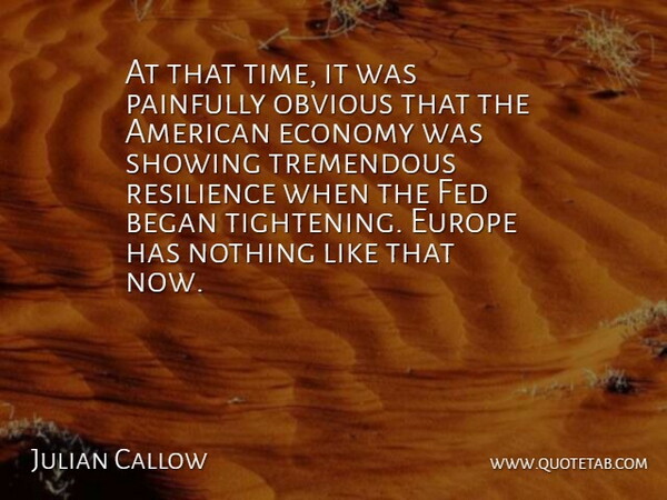 Julian Callow Quote About Began, Economy, Europe, Fed, Obvious: At That Time It Was...