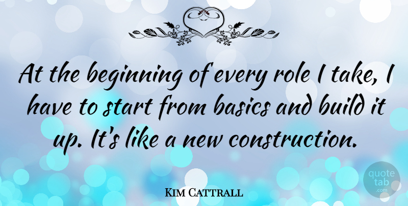Kim Cattrall Quote About Roles, Construction, Basics: At The Beginning Of Every...