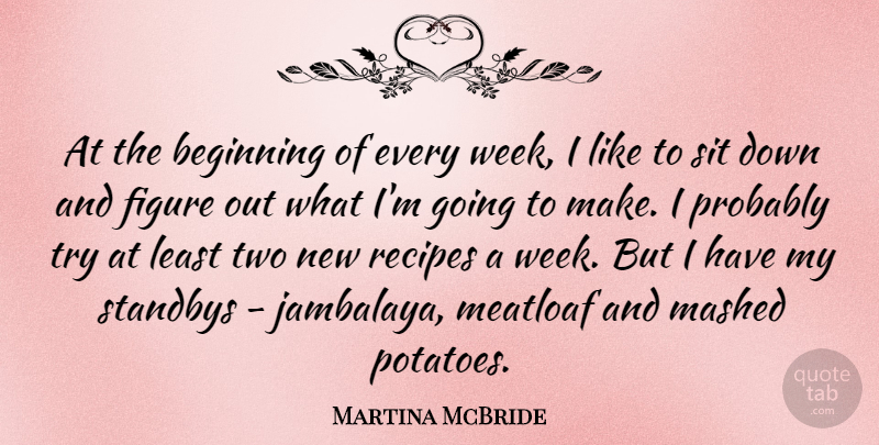 Martina McBride Quote About Figure, Recipes, Sit: At The Beginning Of Every...