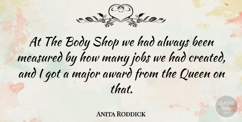 Anita Roddick Quote About Queens, Jobs, Awards: At The Body Shop We...