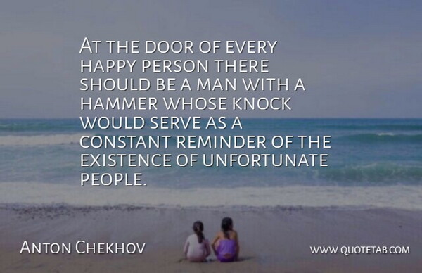 Anton Chekhov Quote About Happiness, Happy, Responsibility: At The Door Of Every...