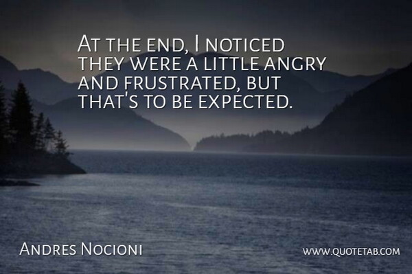 Andres Nocioni Quote About Angry, Noticed: At The End I Noticed...