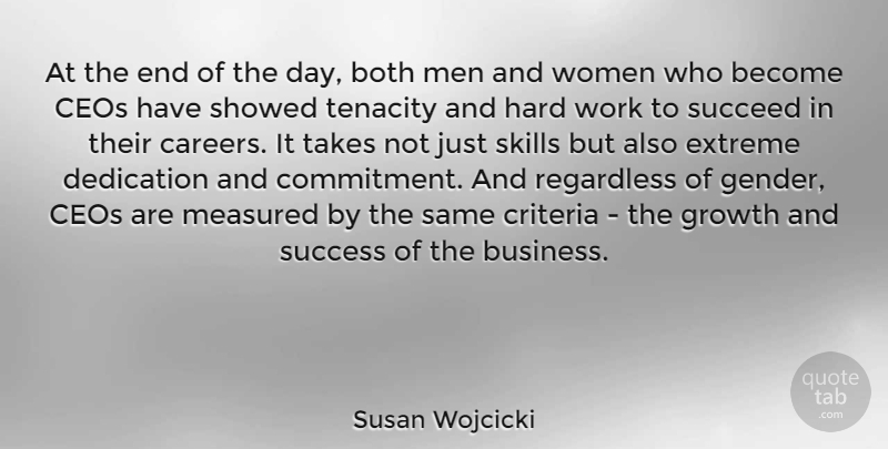 Susan Wojcicki Quote About Commitment, Hard Work, Dedication: At The End Of The...