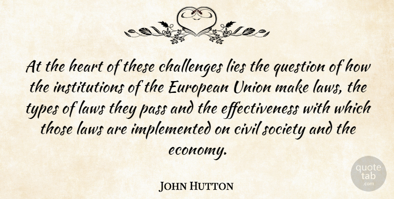 John Hutton Quote About Civil, European, Laws, Lies, Pass: At The Heart Of These...