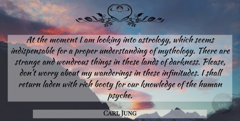 Carl Jung Quote About Land, Astrology, Worry: At The Moment I Am...