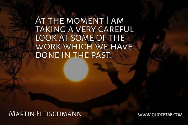 Martin Fleischmann Quote About Careful, English Scientist, Taking, Work: At The Moment I Am...