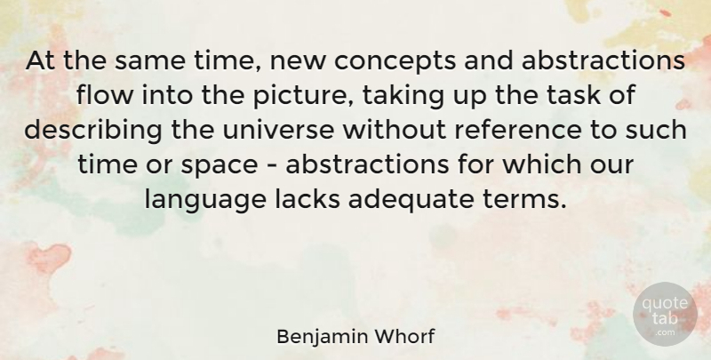 Benjamin Whorf Quote About Adequate, Concepts, Describing, Flow, Lacks: At The Same Time New...