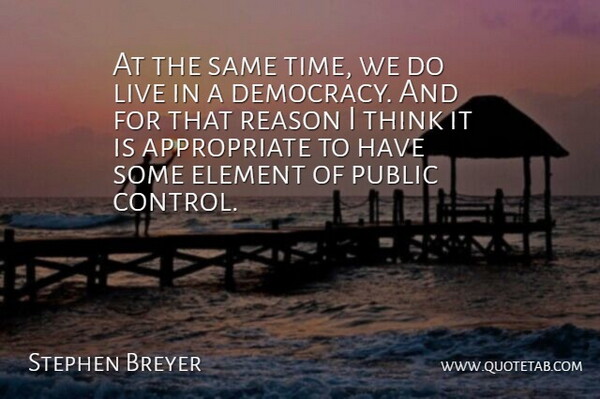 Stephen Breyer Quote About American Judge, Element, Public, Reason: At The Same Time We...