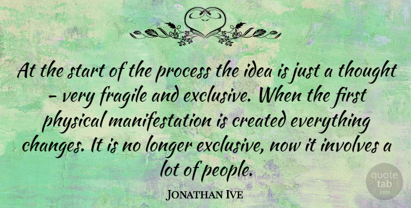 Jonathan Ive Quote About Ideas, People, Firsts: At The Start Of The...