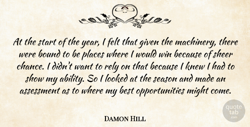 Damon Hill Quote About Assessment, Best, Bound, Felt, Given: At The Start Of The...