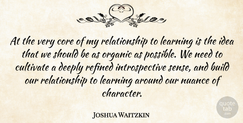 Joshua Waitzkin Quote About Character, Ideas, Needs: At The Very Core Of...
