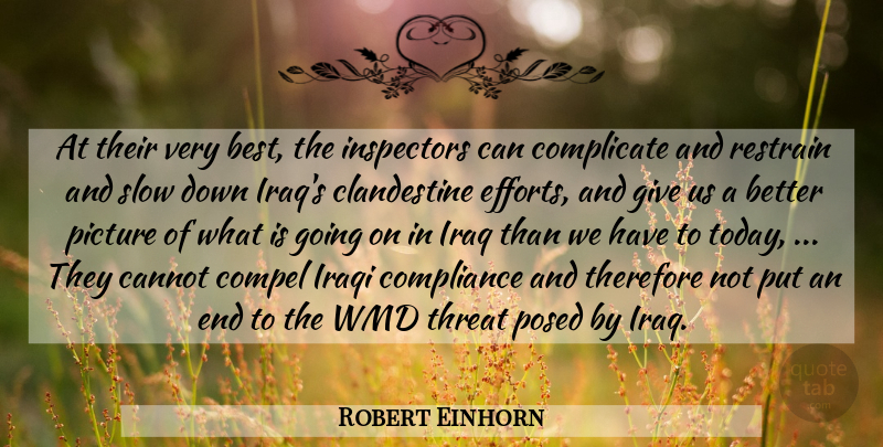 Robert Einhorn Quote About Cannot, Compel, Compliance, Complicate, Iraq: At Their Very Best The...