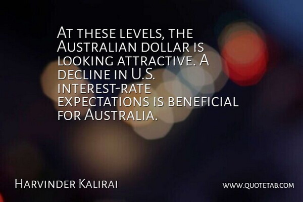 Harvinder Kalirai Quote About Australian, Beneficial, Decline, Dollar, Looking: At These Levels The Australian...