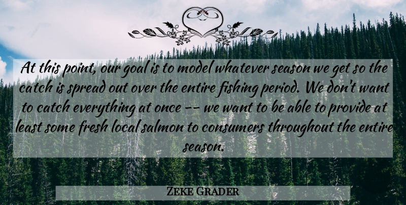 Zeke Grader Quote About Catch, Consumers, Entire, Fishing, Fresh: At This Point Our Goal...