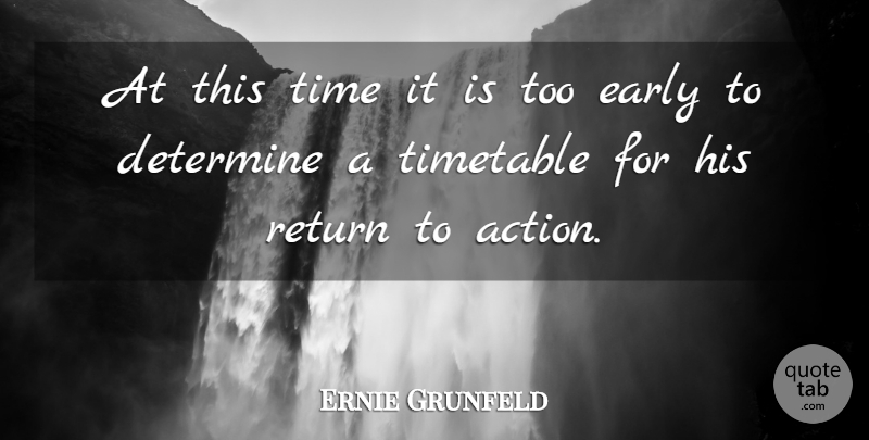 Ernie Grunfeld Quote About Determine, Early, Return, Time, Timetable: At This Time It Is...